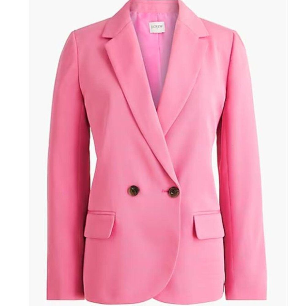 J Crew Women's Plus Size Drapey Twill Double Breasted Pink Blazer Pink Coat